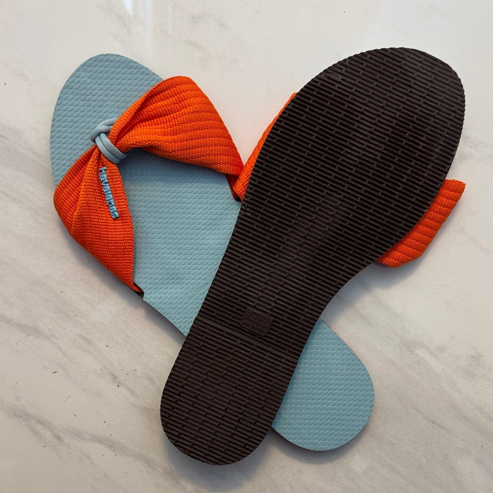 Havaianas Light Blue and Orange Flip Flops - Picture 4 of 5